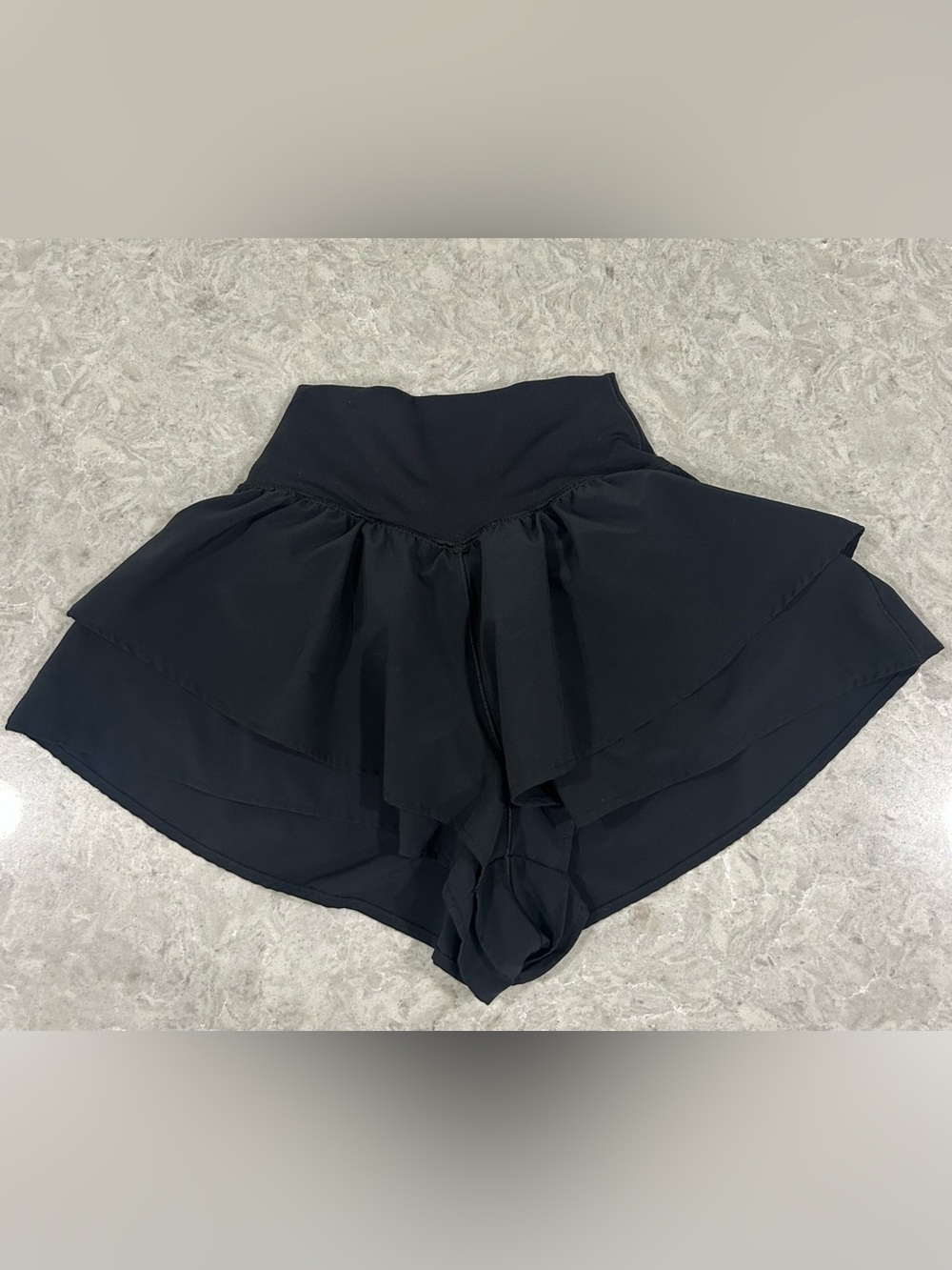 EUC Aerie Black Layered Ruffle Flowy Skort Women's XXS